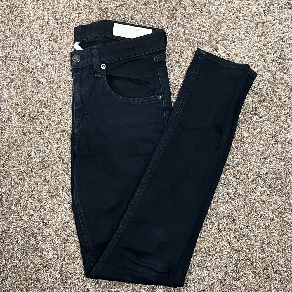 rag & bone High Rise Dark Blue Skinny Jeans